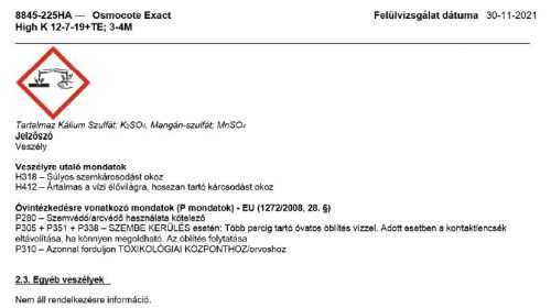OSMOCOTE Exact 3-4M High-K 12-7-19+3MgO 25kg