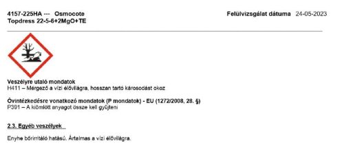 OSMOCOTE Topdress 4-5M 22-5-6+2Mg 25kg