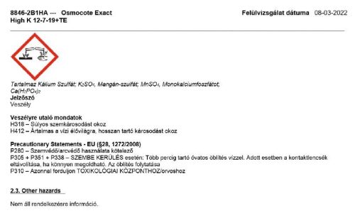 OSMOCOTE Exact 5-6M High-K 12-8-19+1,8 MgO+TE 25kg