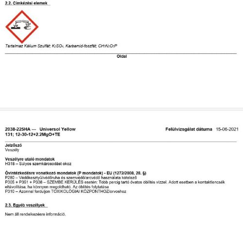 UNIVERSOL Yellow 12-30-12+2MgO+m.e. 25kg